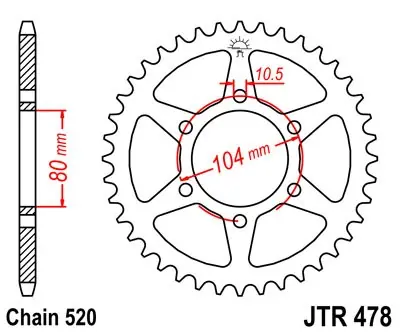 Direct Beschikbaar Železná řetězová rozeta JT Sprockets JTR 478-43 Kawasaki