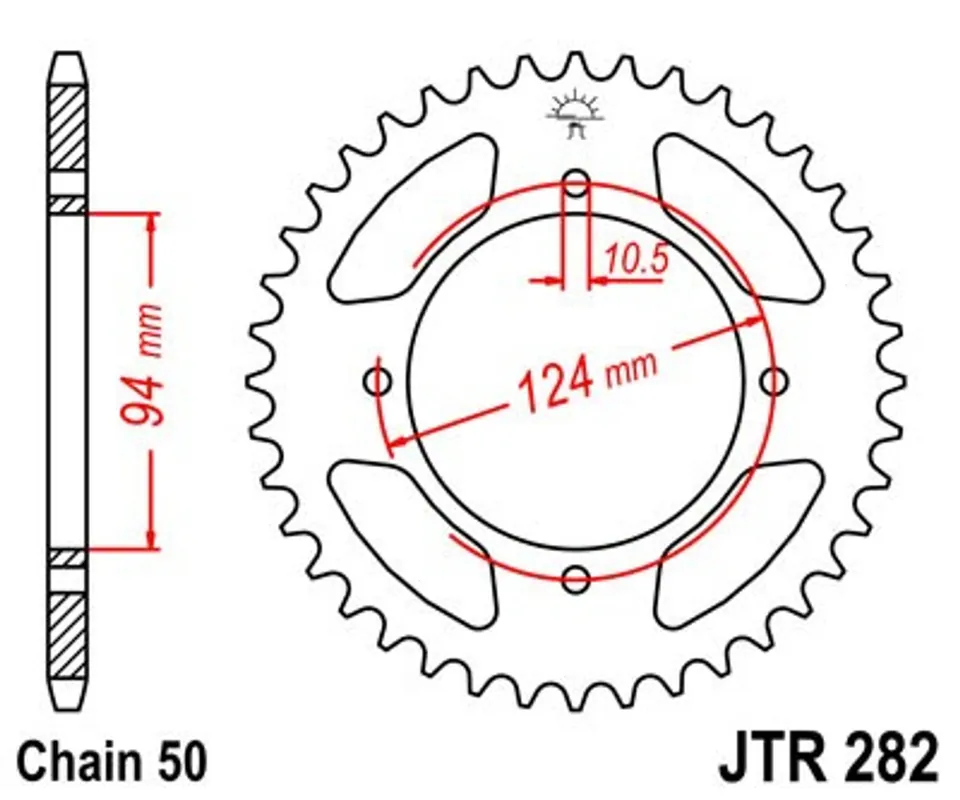 Řetězová rozeta JT JTR 282-36 36 zubů, 530 Beperkte Voorraad
