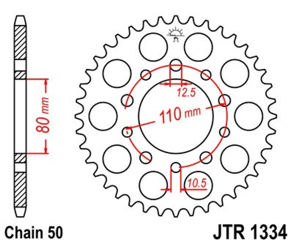 Řetězová rozeta JT JTR 1334-40 40 zubů, 530 Direct Verzonden