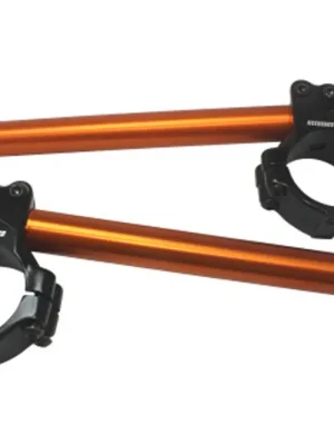 Snelle Levering Aluminium-forged clip-ons ACCOSSATO with metal clamp composed of 2 half-rings 10 degrees inclination, orange