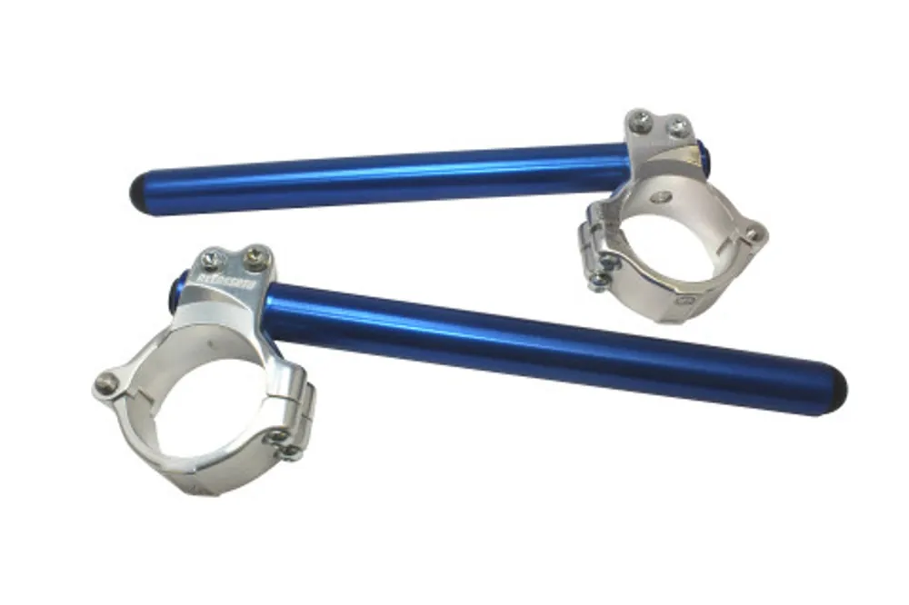 Nu Kopen Aluminium-forged clip-ons ACCOSSATO with metal clamp composed of 2 half-rings 10 degrees inclination, blue
