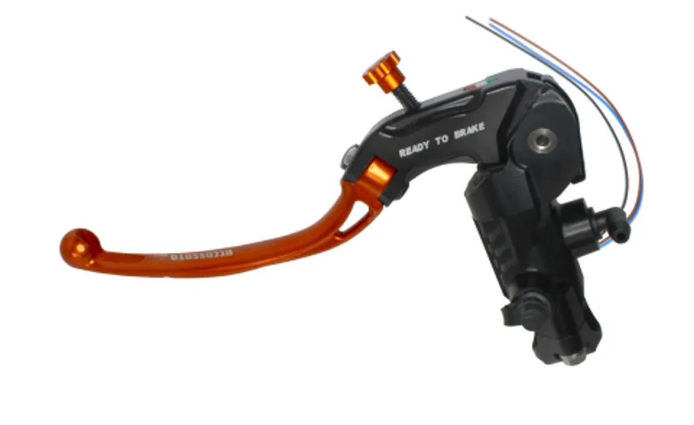 Clutch master cylinder ready to brake ACCOSSATO 16x18 with orange folding lever (nut + lever) Laatste Versie